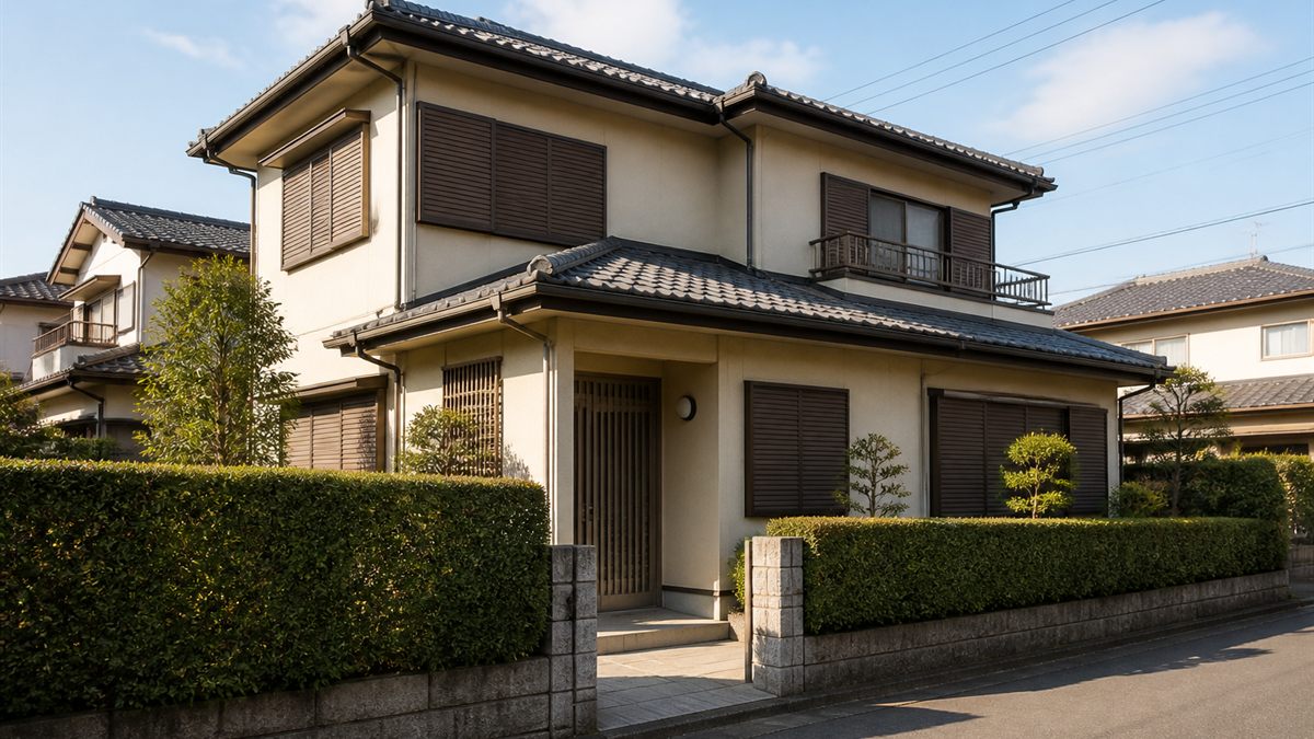 手入れされた庭と空き家の外観