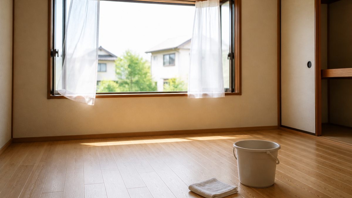 窓を開けて風を通す空き家の室内