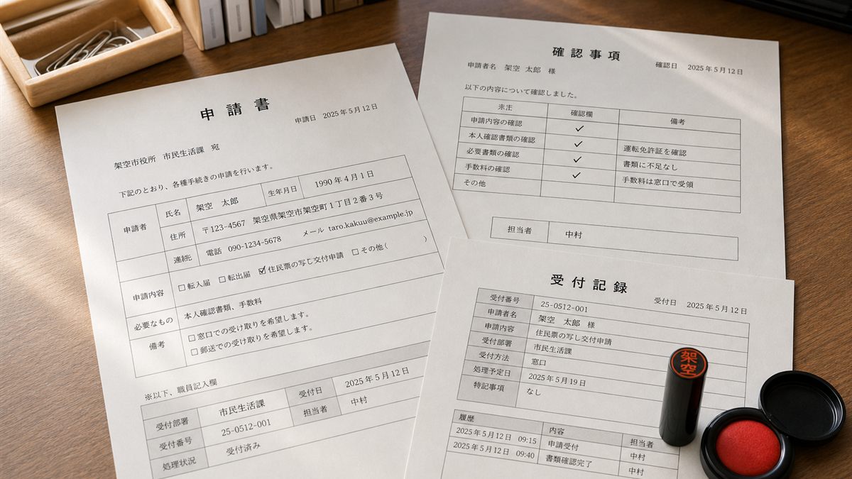 机に置かれた書類と印鑑
