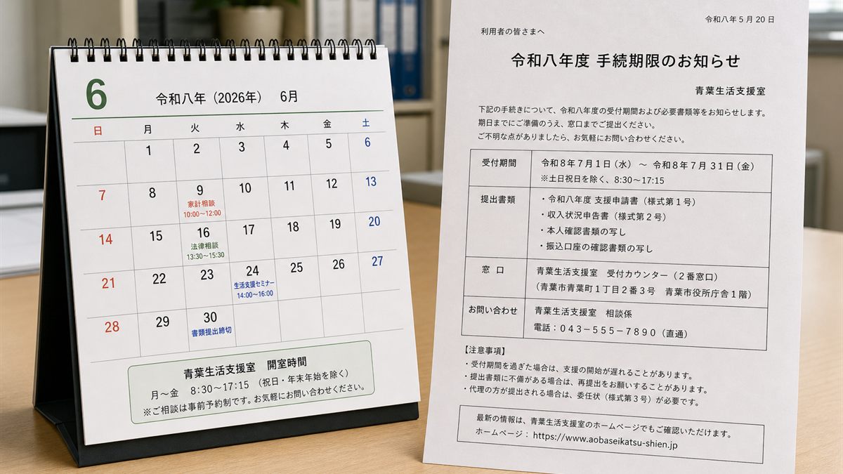 卓上カレンダーと通知書