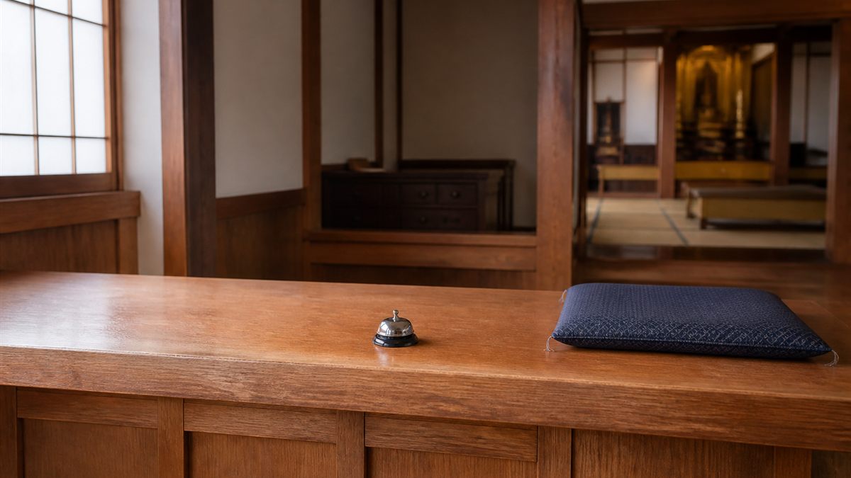 寺務所の受付カウンター