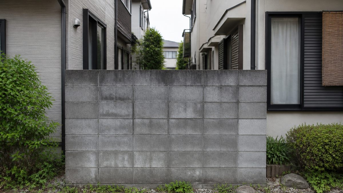 隣家との間に立つブロック塀