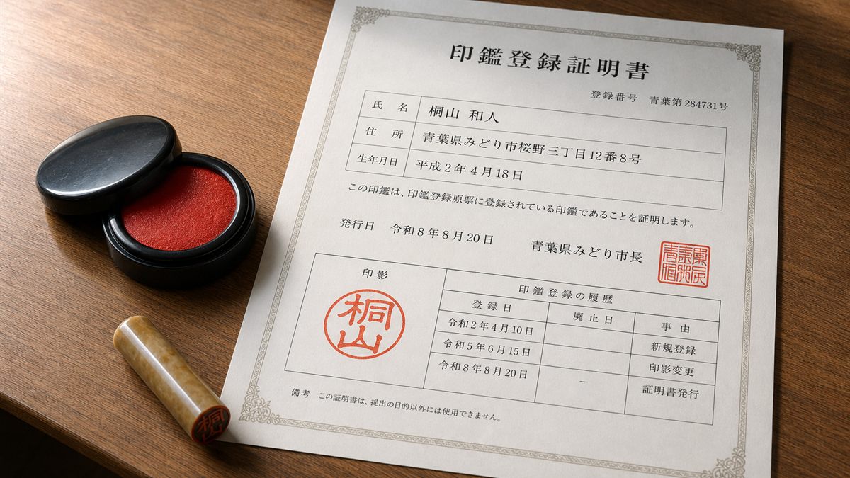 実印と朱肉と印鑑証明書