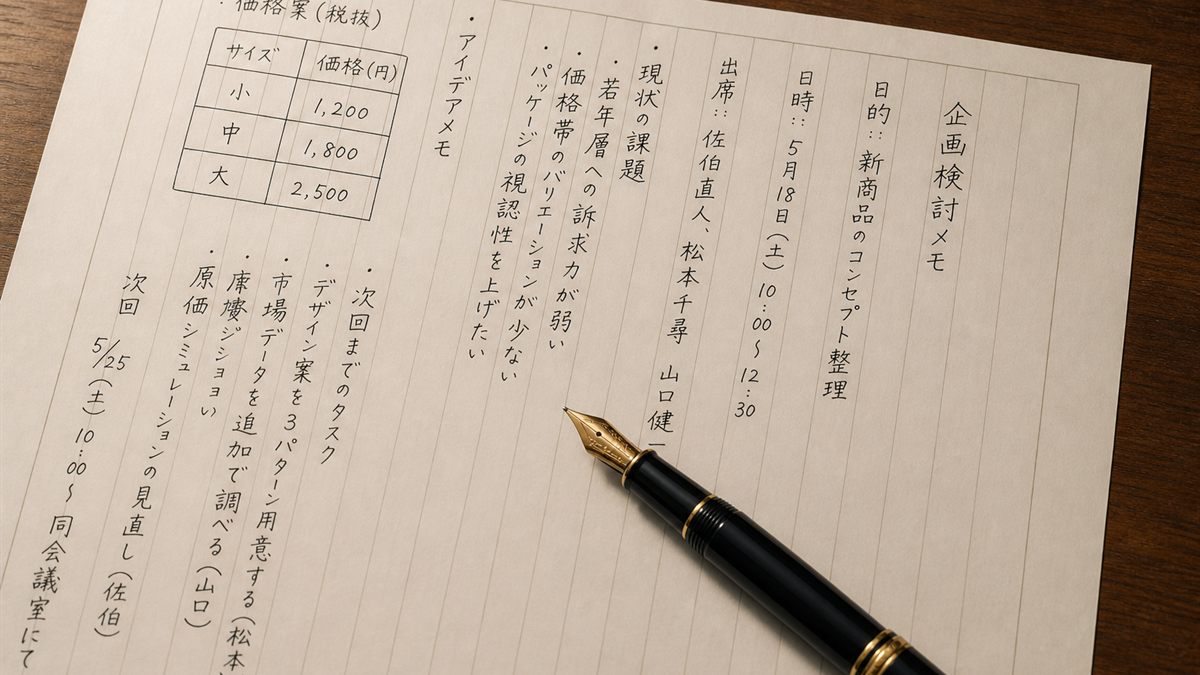下書きを書き込んだ協議書の用紙