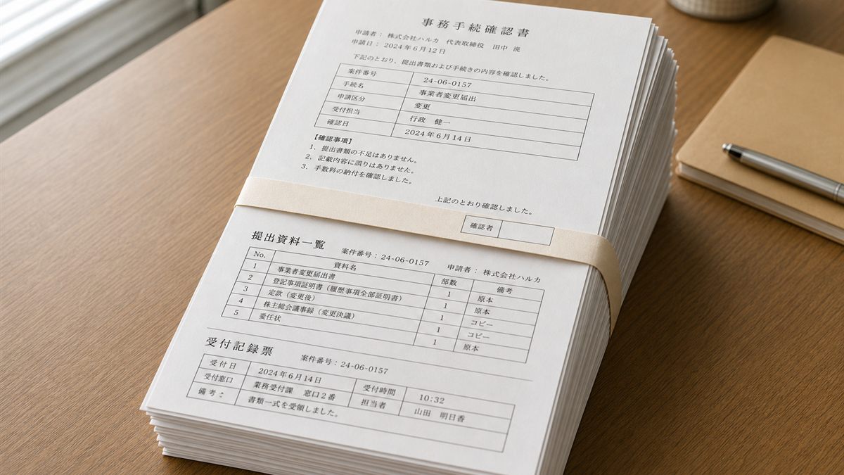 手続き先に出す書面の束