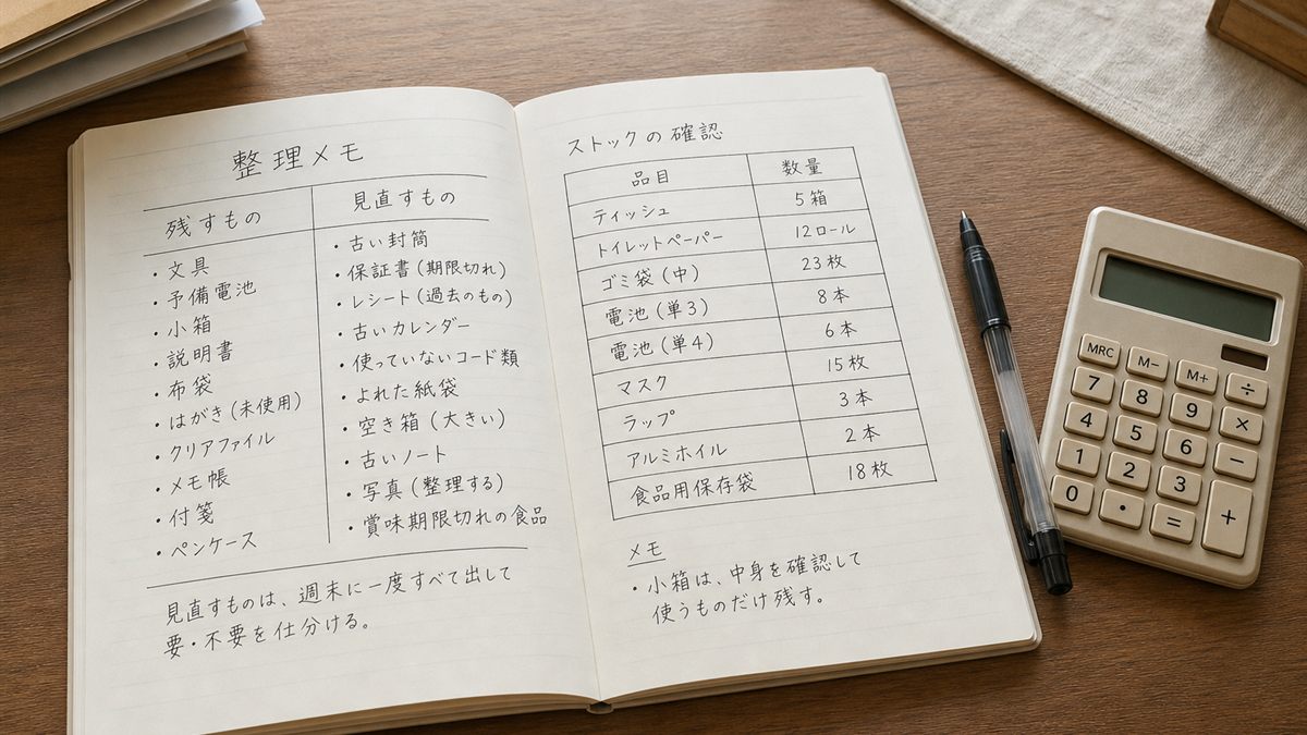 財産の一覧を書き出したノート