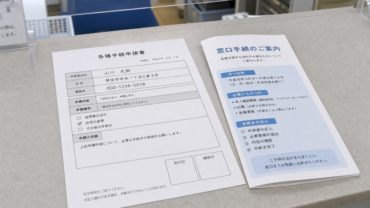 申出書と法務局の案内