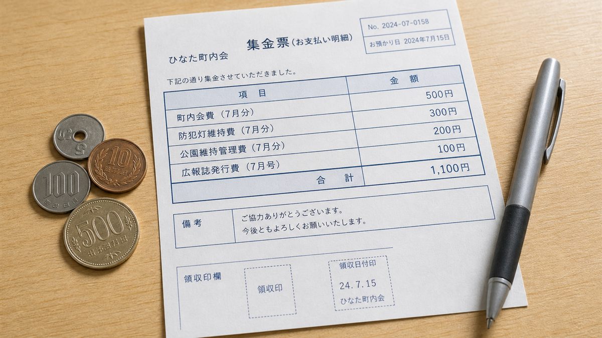 粗大ごみの受付票と小銭