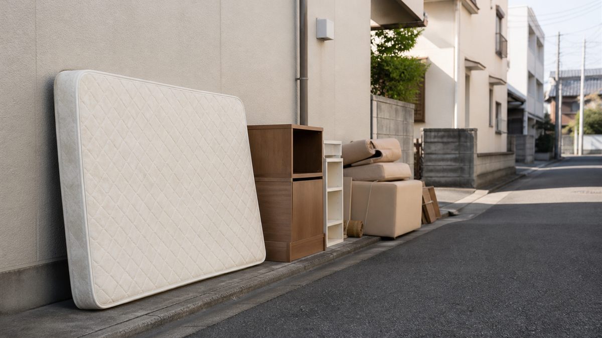 住宅街の集積所に出された大型の粗大ごみ