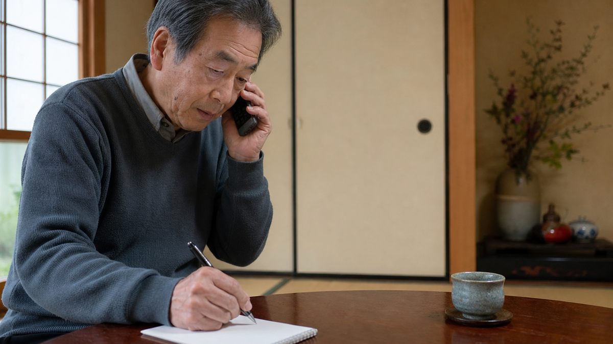メモを取りながら粗大ごみの受付に電話する