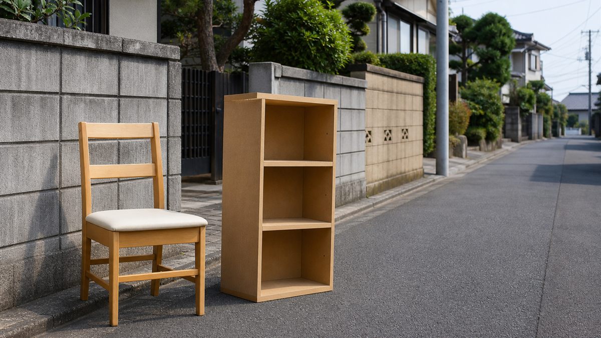 粗大ごみの収集場所に出された家具