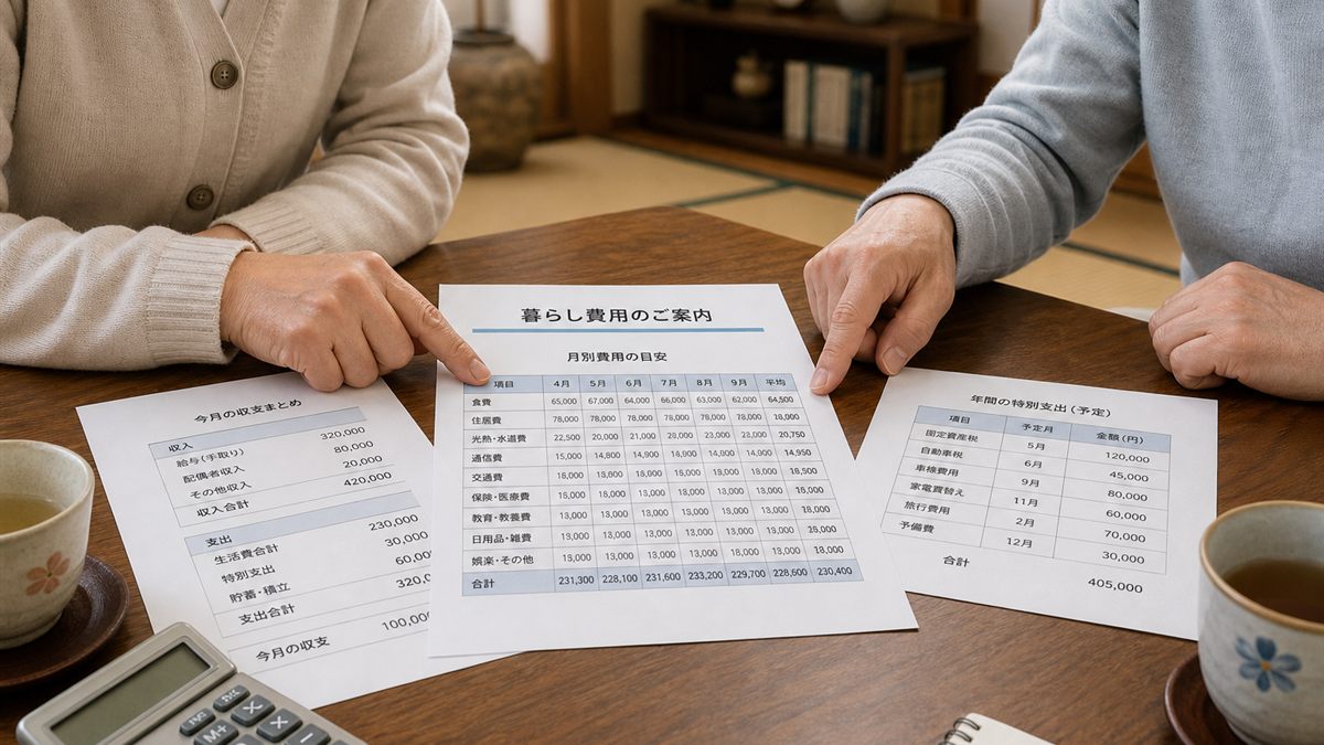 費用の分担を話し合うきょうだいの手元と資料