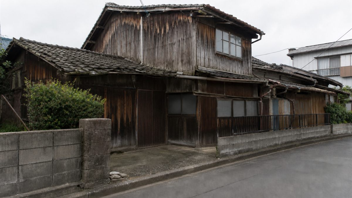 傷みが進んだ古い木造住宅の外観