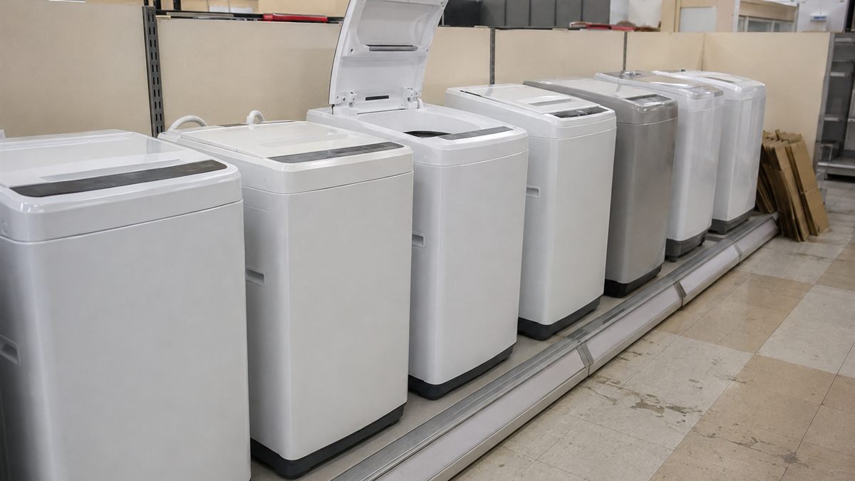 家電販売店の売り場に並べられた洗濯機